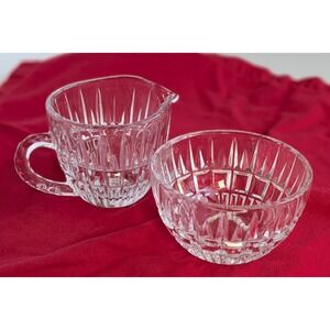 Zajecar Heirloom Crystal Creamer‎ and Sugar Bowl Set Clear Pressed Glass VTG